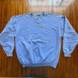 Vintage Rainbow Feather Embroidered Crewneck Sweatshirt Size Large Light Blue